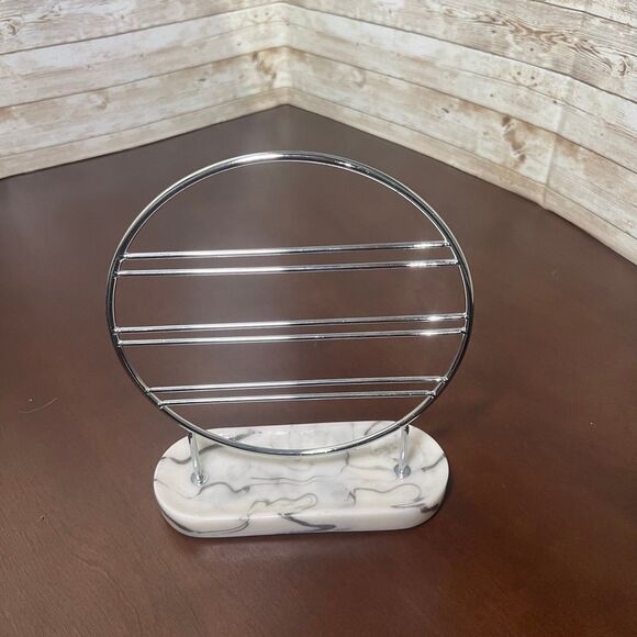 Laila‎ Ali Chrome Jewelry Holder With Marbled Base, 8.5" - Picture 1 of 3